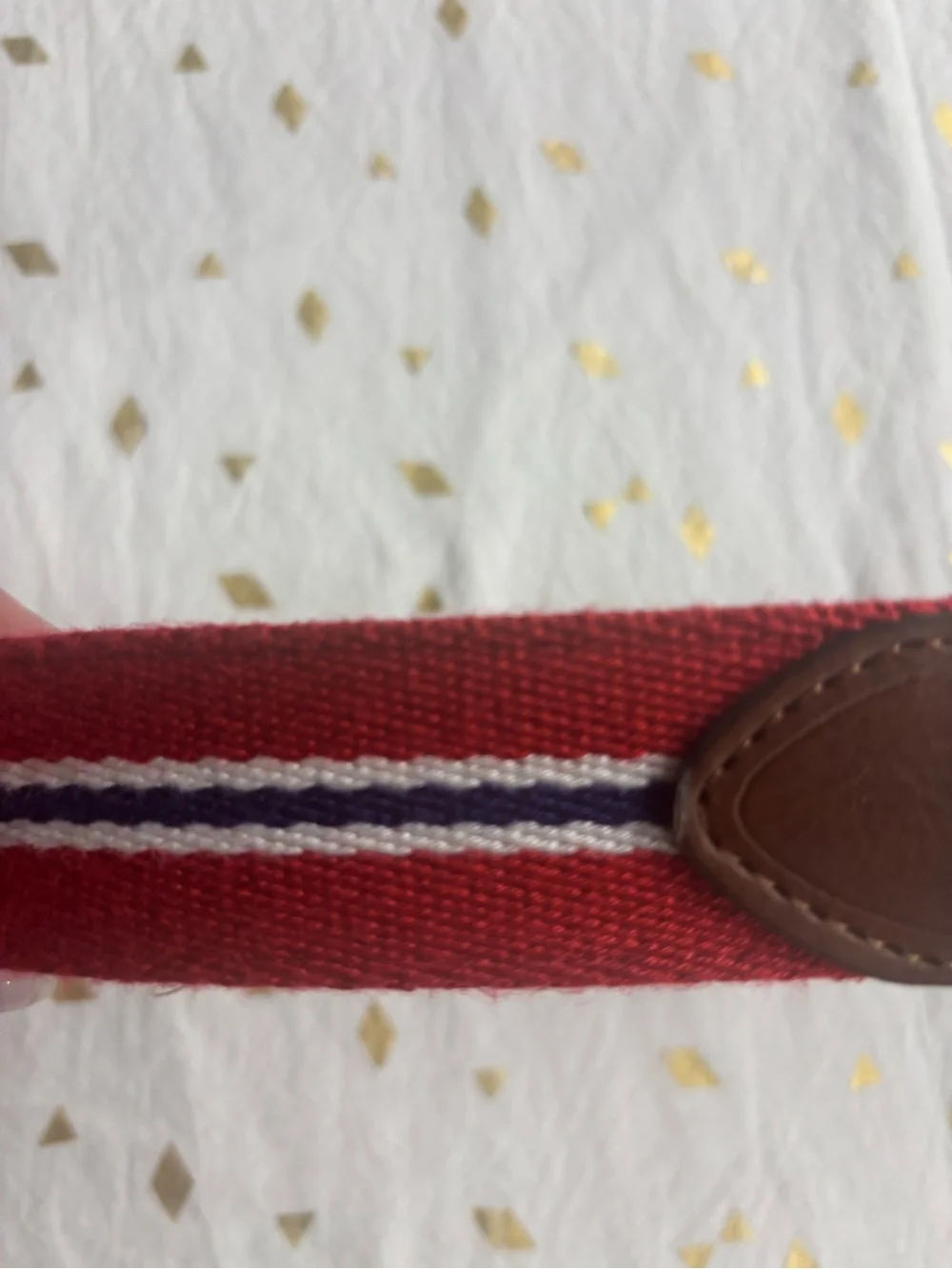US Polo Association by Ralph Lauren Red Canvas Belt with Brown Leather Trim